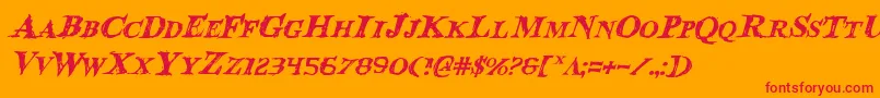 BloodCrowItalic Font – Red Fonts on Orange Background