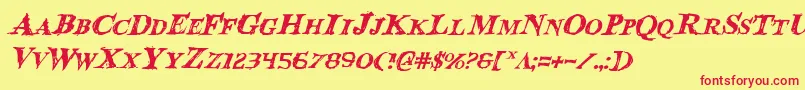 BloodCrowItalic Font – Red Fonts on Yellow Background