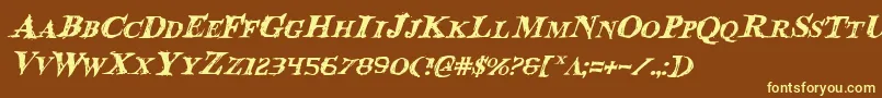 BloodCrowItalic Font – Yellow Fonts on Brown Background