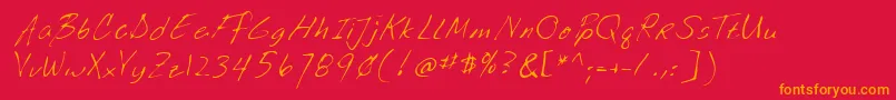 Lehn035 Font – Orange Fonts on Red Background