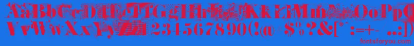 フォントJandaRage – 赤い文字の青い背景