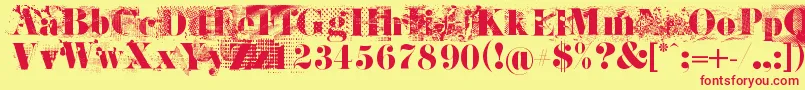 JandaRage-Schriftart – Rote Schriften auf gelbem Hintergrund