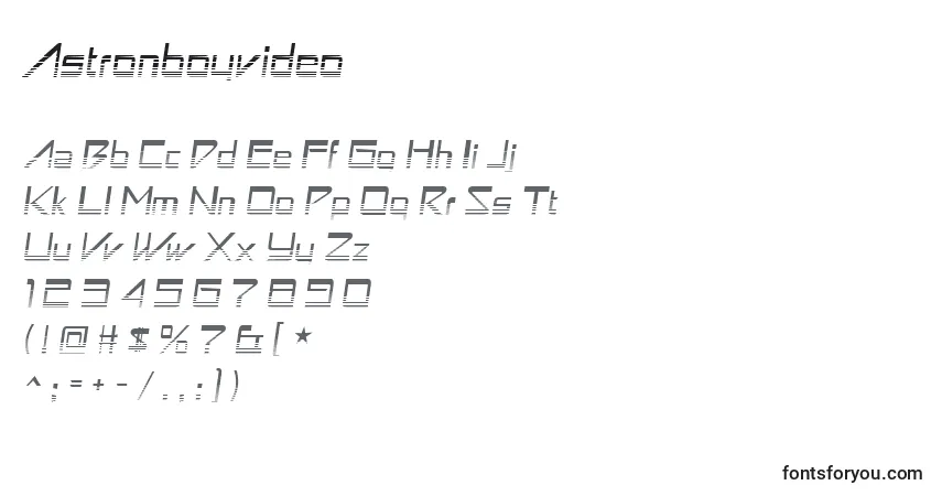 A fonte Astronboyvideo – alfabeto, números, caracteres especiais