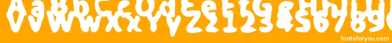 Herpincodeis0000bold-Schriftart – Weiße Schriften auf orangefarbenem Hintergrund