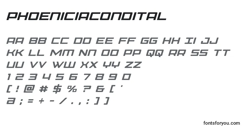 Schriftart Phoeniciacondital – Alphabet, Zahlen, spezielle Symbole