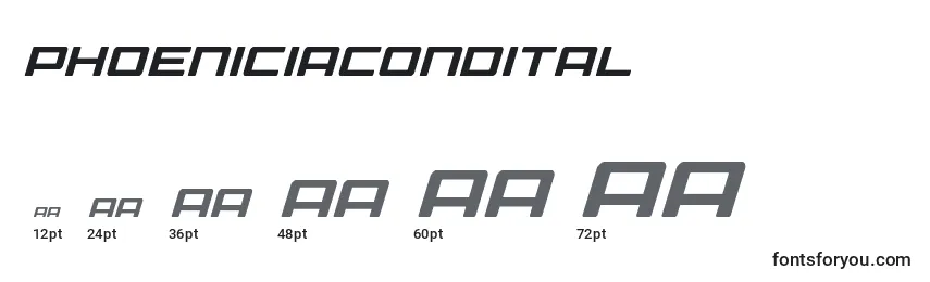 Размеры шрифта Phoeniciacondital
