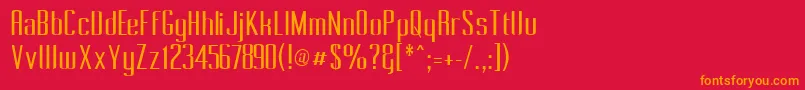 フォントPecotCondensed – 赤い背景にオレンジの文字