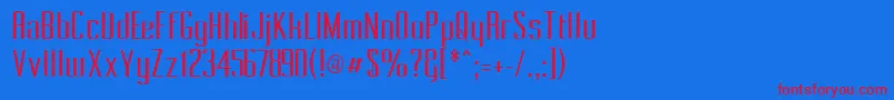 フォントPecotCondensed – 赤い文字の青い背景