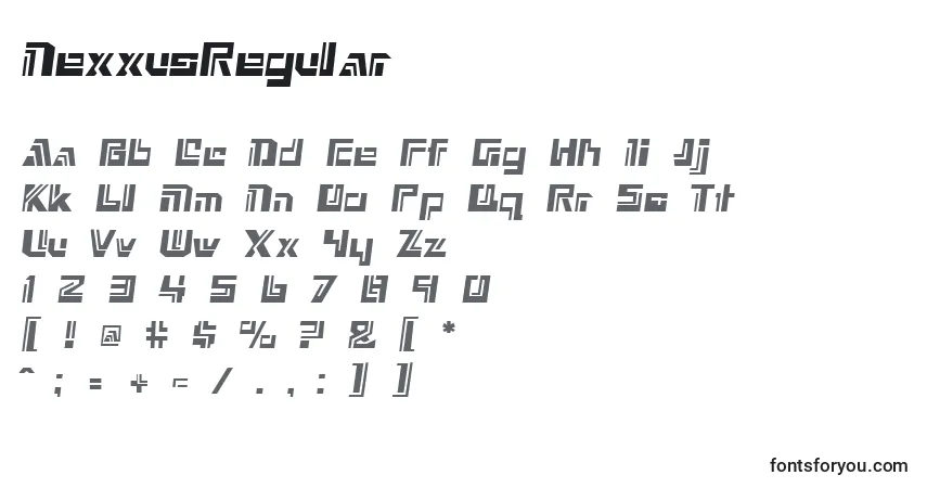 Fuente NexxusRegular - alfabeto, números, caracteres especiales