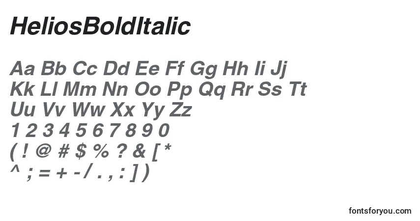 Fuente HeliosBoldItalic - alfabeto, números, caracteres especiales