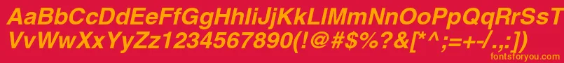 HeliosBoldItalic Font – Orange Fonts on Red Background