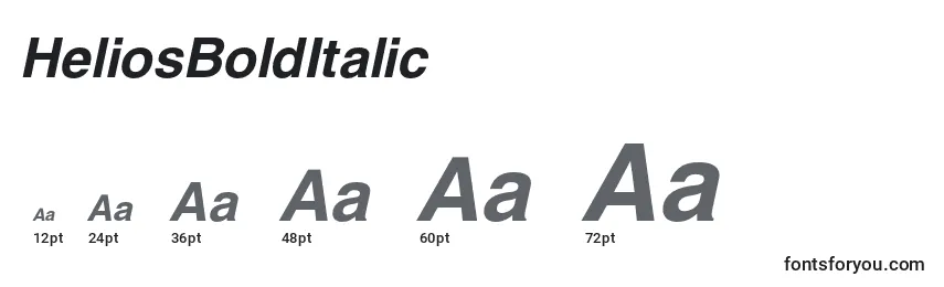 Размеры шрифта HeliosBoldItalic