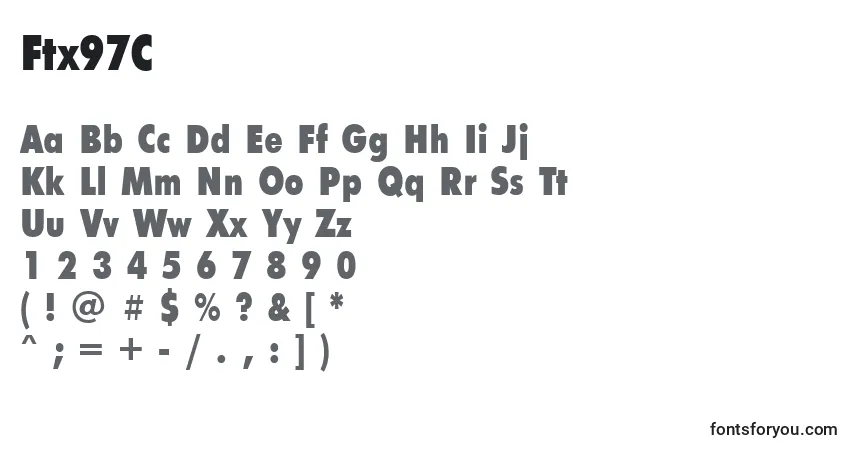 Czcionka Ftx97C – alfabet, cyfry, specjalne znaki