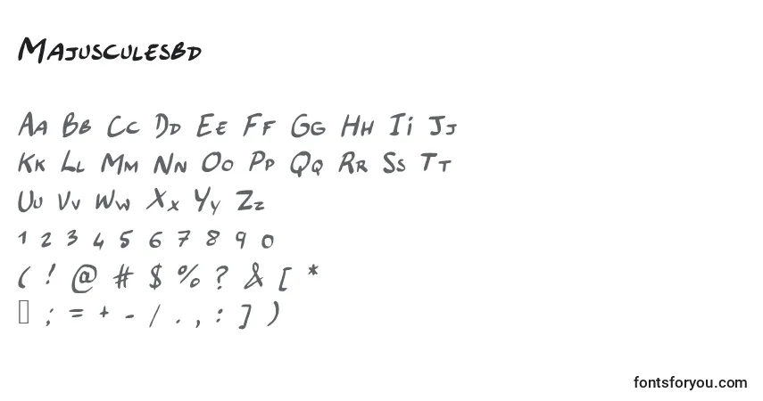 A fonte Majusculesbd – alfabeto, números, caracteres especiais