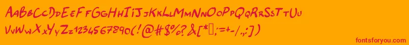Majusculesbd Font – Red Fonts on Orange Background