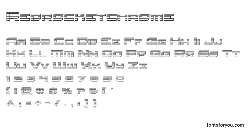 Schriftart Redrocketchrome – Alphabet, Zahlen, spezielle Symbole