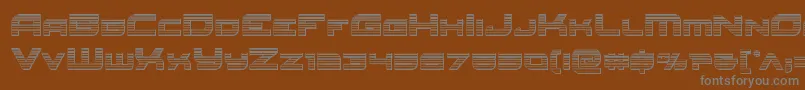 Redrocketchrome-fontti – harmaat kirjasimet ruskealla taustalla
