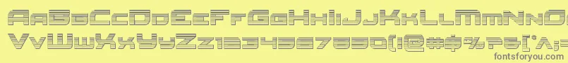 フォントRedrocketchrome – 黄色の背景に灰色の文字