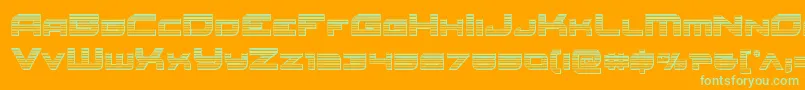 フォントRedrocketchrome – オレンジの背景に緑のフォント