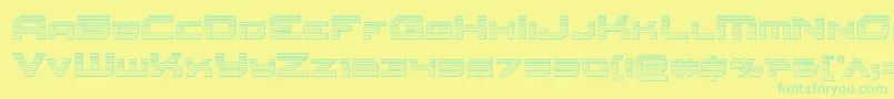 フォントRedrocketchrome – 黄色い背景に緑の文字
