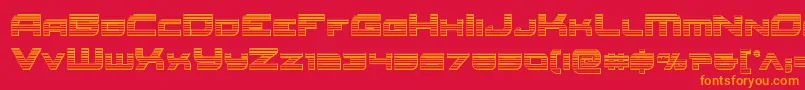 Redrocketchrome-fontti – oranssit fontit punaisella taustalla