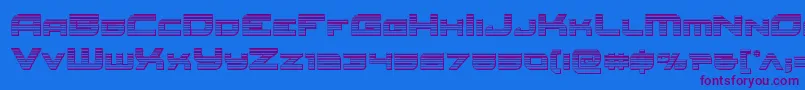 フォントRedrocketchrome – 紫色のフォント、青い背景