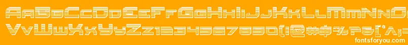 Redrocketchrome-Schriftart – Weiße Schriften auf orangefarbenem Hintergrund