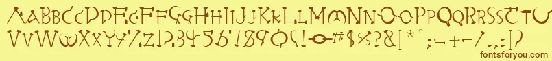 RabbiebRegular-fontti – ruskeat fontit keltaisella taustalla