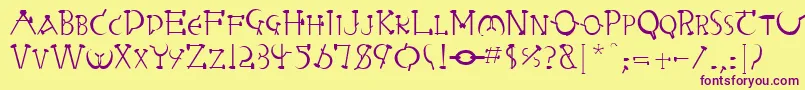 RabbiebRegular-fontti – violetit fontit keltaisella taustalla