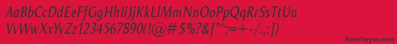 フォントOdenseCondItalic – 赤い背景に黒い文字