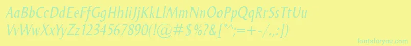 Police OdenseCondItalic – polices vertes sur fond jaune