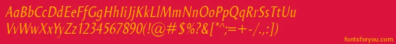 フォントOdenseCondItalic – 赤い背景にオレンジの文字