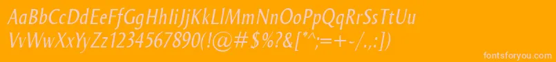 OdenseCondItalic-Schriftart – Rosa Schriften auf orangefarbenem Hintergrund