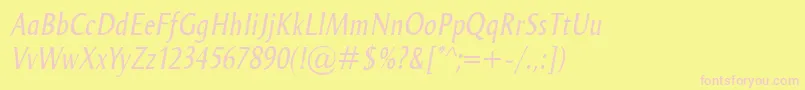 OdenseCondItalic Font – Pink Fonts on Yellow Background