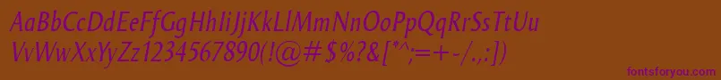 OdenseCondItalic Font – Purple Fonts on Brown Background