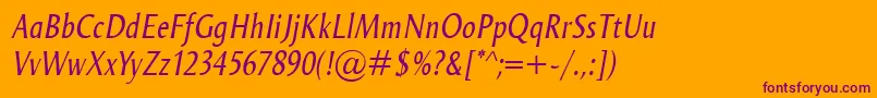 OdenseCondItalic Font – Purple Fonts on Orange Background