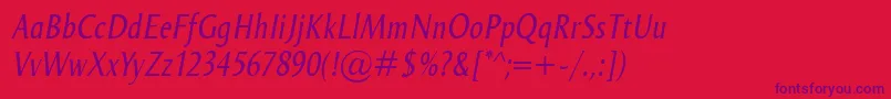 OdenseCondItalic Font – Purple Fonts on Red Background