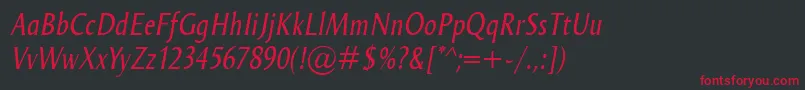 フォントOdenseCondItalic – 黒い背景に赤い文字