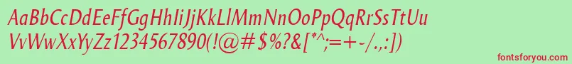 OdenseCondItalic Font – Red Fonts on Green Background