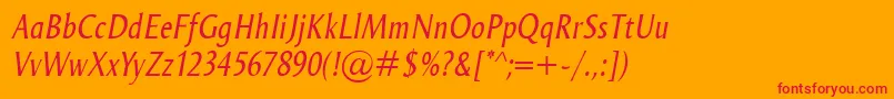 OdenseCondItalic Font – Red Fonts on Orange Background
