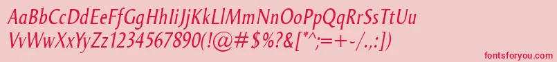 OdenseCondItalic-Schriftart – Rote Schriften auf rosa Hintergrund