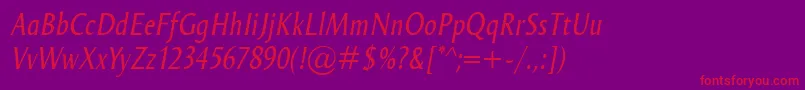 OdenseCondItalic Font – Red Fonts on Purple Background