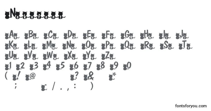 Czcionka Nekofont – alfabet, cyfry, specjalne znaki