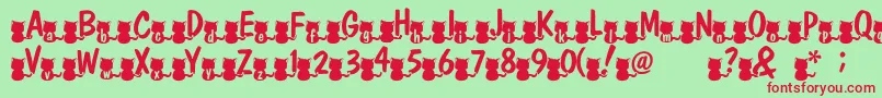 Nekofont Font – Red Fonts on Green Background