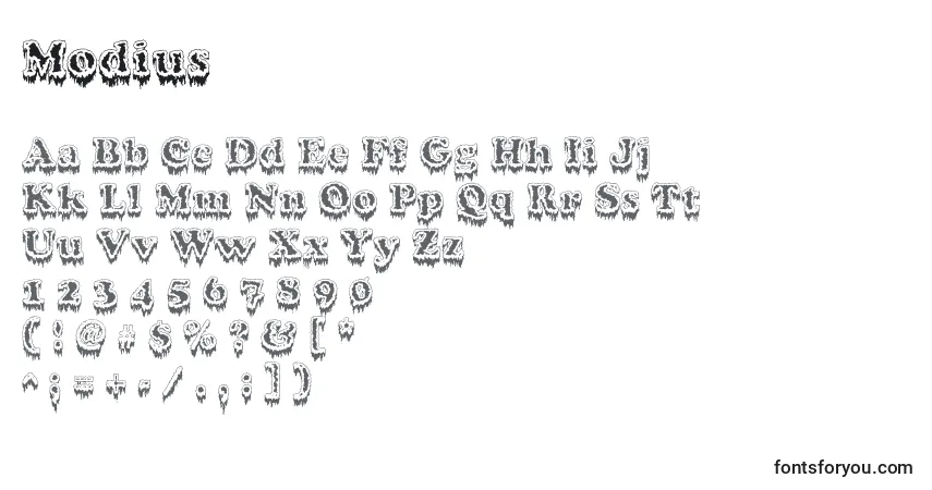 Modius-fontti – aakkoset, numerot, erikoismerkit