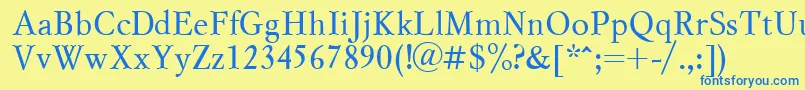 Myslctt Font – Blue Fonts on Yellow Background