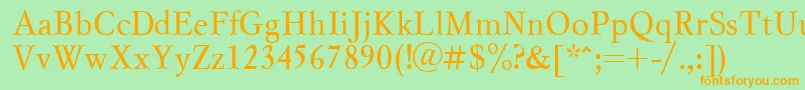 Myslctt Font – Orange Fonts on Green Background