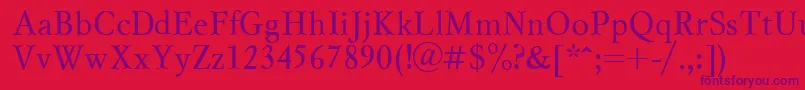 Myslctt Font – Purple Fonts on Red Background