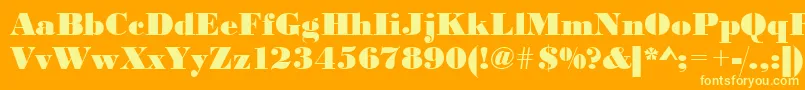 Urwbodonidextbol-Schriftart – Gelbe Schriften auf orangefarbenem Hintergrund