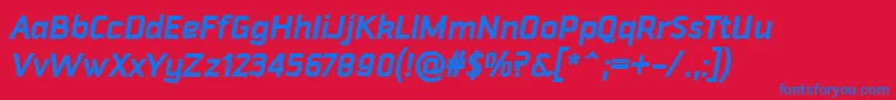 DowntempoBolditalic Font – Blue Fonts on Red Background